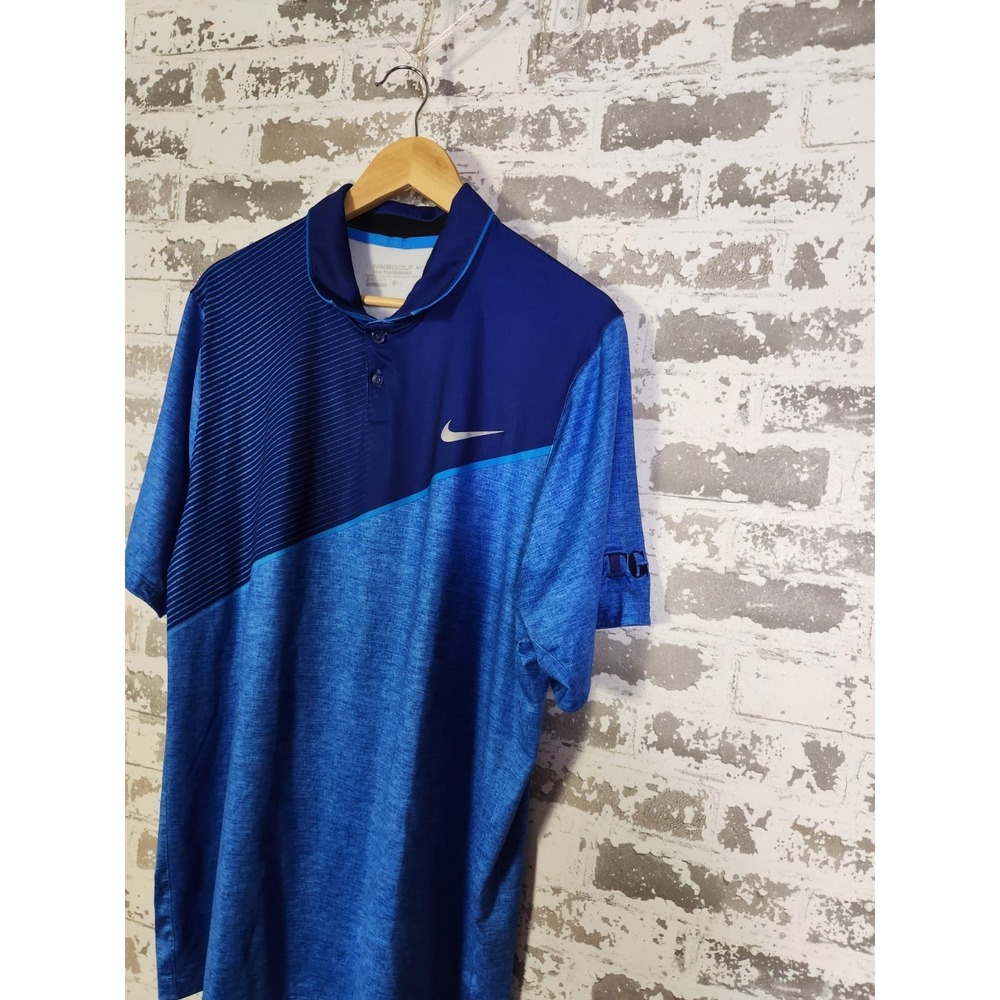 Nike Golf Polo Shirt Mens Large Blue Tour Performance‎ Moisture Wicking Stretch - Picture 3 of 13